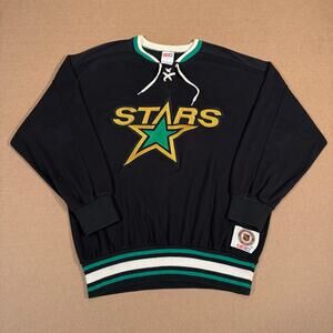 Vintage Dallas Stars Hockey Sweatshirt XL Lace Up Pullover Canada Made 90s NHL